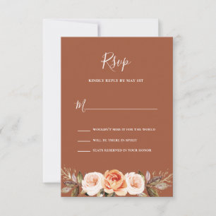 Tarjeta De Confirmación De Asistencia Terracott Boho Floral Boda
