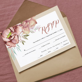 Tarjeta De Confirmación De Asistencia Terracotta acuarela flores boda floral