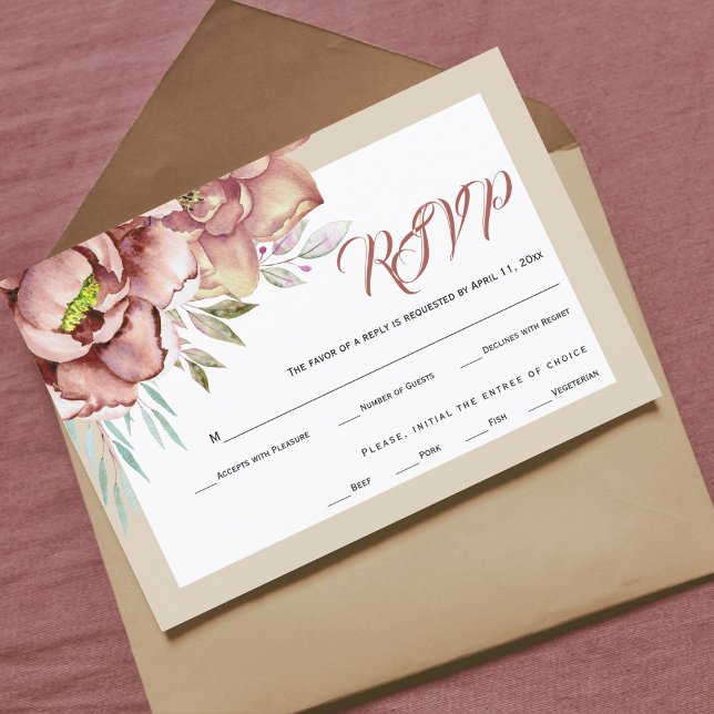 Tarjeta De Confirmación De Asistencia Terracotta acuarela flores boda floral (Subido por el creador)