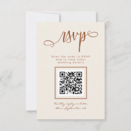 Tarjeta De Confirmación De Asistencia Terracotta Beige Guión manuscrito Código QR simple