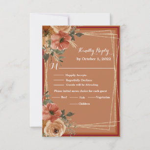 Tarjeta De Confirmación De Asistencia Terracotta Boho Fall Floral Watercolor Boda