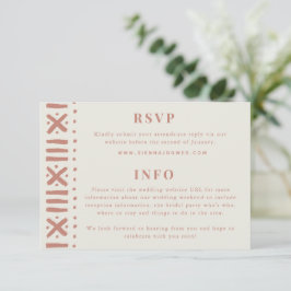 Tarjeta De Confirmación De Asistencia Terracotta Boho Mudcloth Boda fronterizo