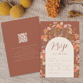 Tarjeta De Confirmación De Asistencia Terracotta Boho Rustic Wildflower Boda Floral