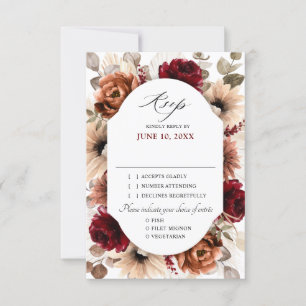 Tarjeta De Confirmación De Asistencia Terracotta Burgundy Greenery Boda Geométrico