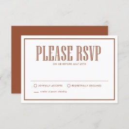 Tarjeta De Confirmación De Asistencia Terracotta Come, Bebe y Cásate Boda