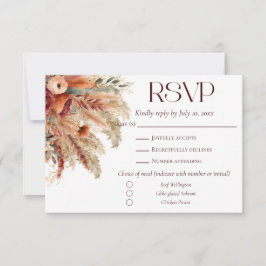 Tarjeta De Confirmación De Asistencia Terracotta Fall Dried Florals Pampas Comidas de hi