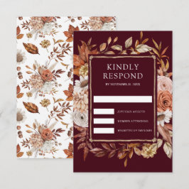 Tarjeta De Confirmación De Asistencia Terracotta Floral Burgundy Wedding