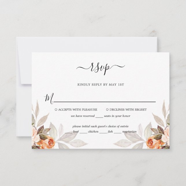 Tarjeta De Confirmación De Asistencia Terracotta Floral Naranja Boho Fall Wedding (Anverso)