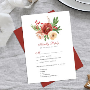 Tarjeta De Confirmación De Asistencia Terracotta Rubor Boda De Foliage De Pino Floral Ro