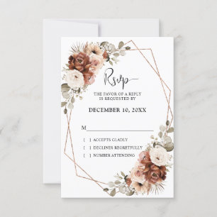 Tarjeta De Confirmación De Asistencia Terracotta Rust Pampas Grass Rustic Boho Boda