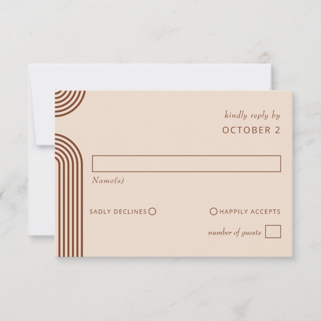 Tarjeta De Confirmación De Asistencia Terracotta Rustic Boho Arqueado Boda moderno (Anverso)