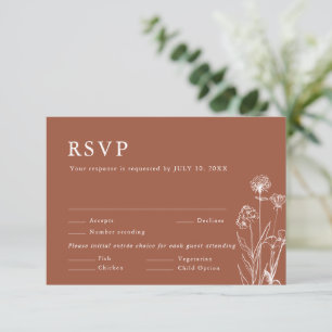 Tarjeta De Confirmación De Asistencia Terracotta Rustic Floral Fall Wildflower Boda