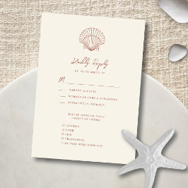 Tarjeta De Confirmación De Asistencia Terracotta Seashell Beach Destination Wedding