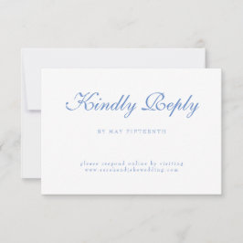 Tarjeta De Confirmación De Asistencia Texto Azul Boda Blanca