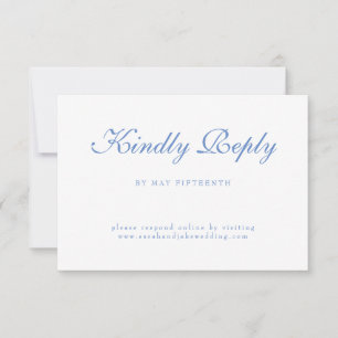 Tarjeta De Confirmación De Asistencia Texto Azul Boda Blanca