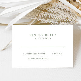 Tarjeta De Confirmación De Asistencia Texto elegante sencillo de color blanco y verde sa