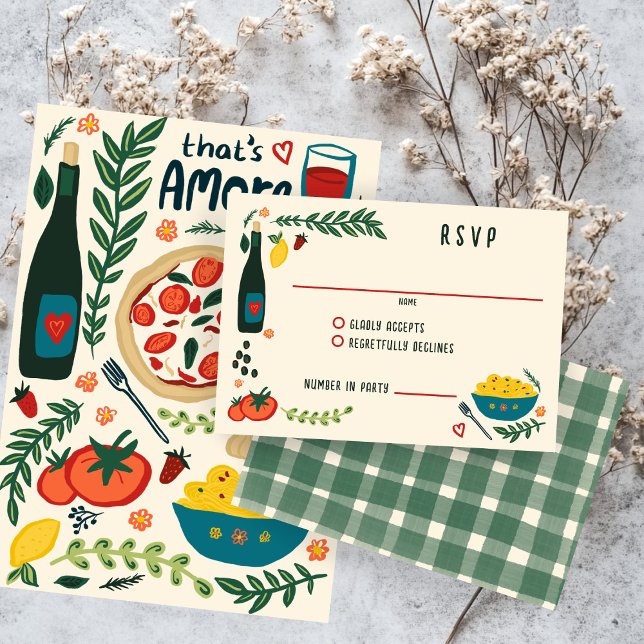 Tarjeta De Confirmación De Asistencia That's Amore Italian Food CUSTOM Wedding  (That's Amore Italian Food CUSTOM Wedding RSVP Enclosure Card
)