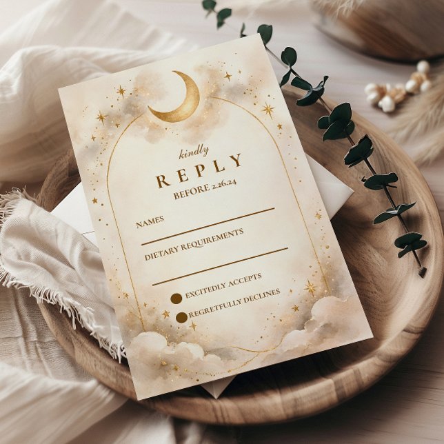 Tarjeta De Confirmación De Asistencia Timeless Celestial Romance Wedding (Subido por el creador)