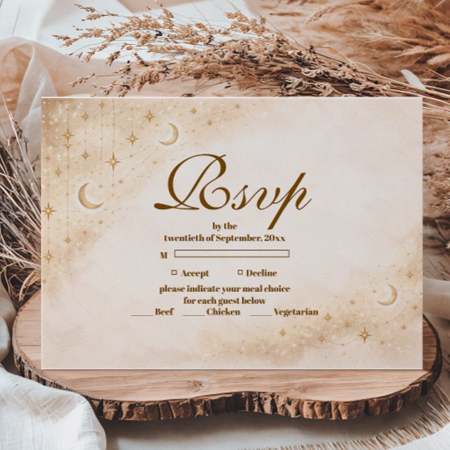 Tarjeta De Confirmación De Asistencia Timeless Moon And Stars Quinceañera (Subido por el creador)