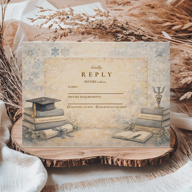 Tarjeta De Confirmación De Asistencia Timeless Psychology Graduation (Subido por el creador)