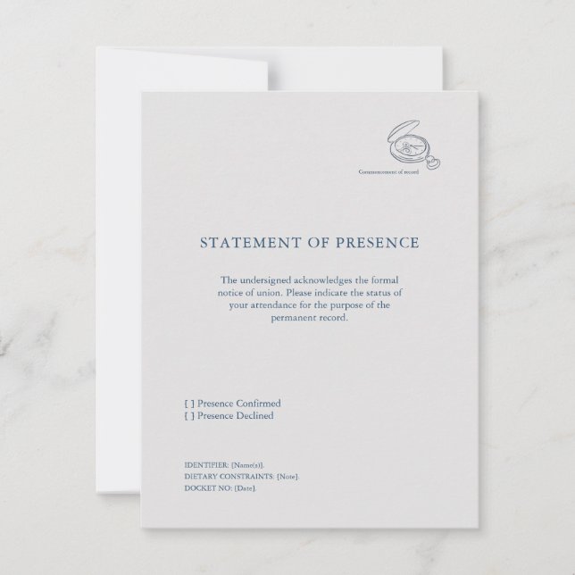 Tarjeta De Confirmación De Asistencia Timepiece- Minimalist Union Announcement  (Anverso)