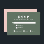 Tarjeta De Confirmación De Asistencia Tipografía audaz Rubor Pink and Green Bat Mitzvah<br><div class="desc">Audaz tipografía Rubor Pink and Forest Green Bat Mitzvah RSVP Card</div>