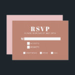 Tarjeta De Confirmación De Asistencia Tipografía audaz Rubor y Terracotta Bat Mitzvah<br><div class="desc">Esta moderna tarjeta RSVP cuenta con una fachada de terracota de moda con un diseño minimalista, ideal para capturar las respuestas de sus huéspedes con estilo. La tarjeta incluye casillas de verificación para la selección de comidas, lo que facilita la adaptación a las preferencias dietéticas. La parte posterior añade un...</div>