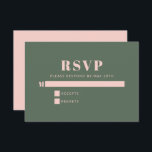 Tarjeta De Confirmación De Asistencia Tipografía audaz Simple Bat Verde Rosa Mitzvah<br><div class="desc">Audaz tipografía Rubor Pink and Forest Green Simple Moderno Bat Minimalista Bat Mitzvah RSVP Card</div>