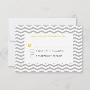 Tarjeta De Confirmación De Asistencia Tipografía Chevron Perfecta - Boda Amarillo y Gris