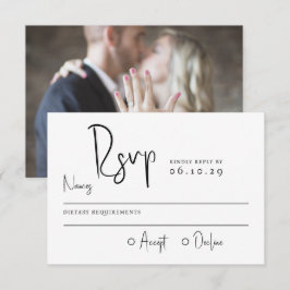 Tarjeta De Confirmación De Asistencia Tipografía de Escritura Mínima Foto Boda