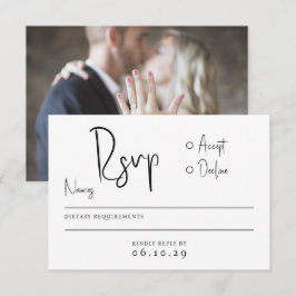 Tarjeta De Confirmación De Asistencia Tipografía de letra moderna minimalista Foto Boda