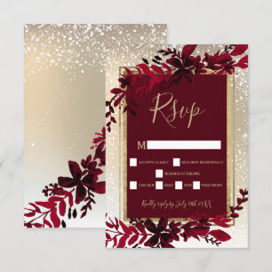 Tarjeta De Confirmación De Asistencia tipografía de oro nieve hoja roja nieve elegante i