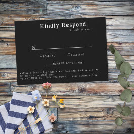 Tarjeta De Confirmación De Asistencia Tipografía manuscrita en blanco y negro