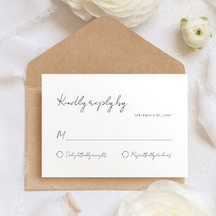 Tarjeta De Confirmación De Asistencia Tipografía Minimalista simple estilo moderno blanc