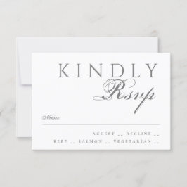 Tarjeta De Confirmación De Asistencia Tipografía moderna clásica elegante boda blanca
