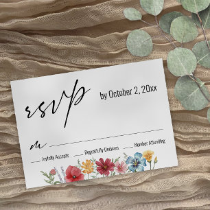 Tarjeta De Confirmación De Asistencia Tipografía moderna elegante acuarela flor silvestr