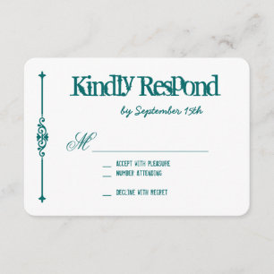 Tarjeta De Confirmación De Asistencia Tipografía verde azulada de la aguamarina de la