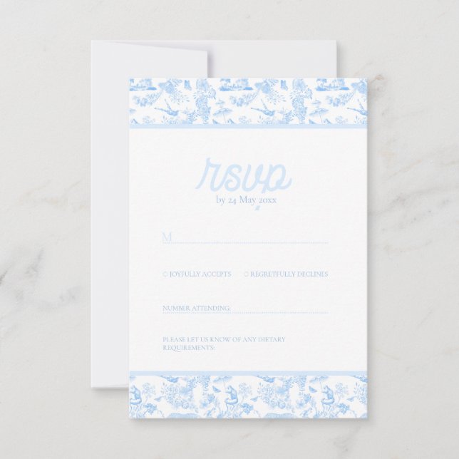 Tarjeta De Confirmación De Asistencia Toile Preppy Jungle Chinoiserie (Anverso)