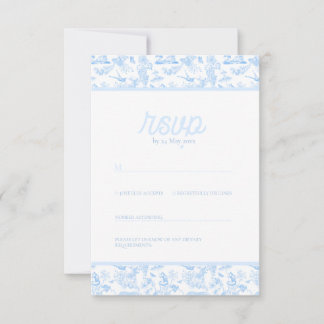 Tarjeta De Confirmación De Asistencia Toile Preppy Jungle Chinoiserie