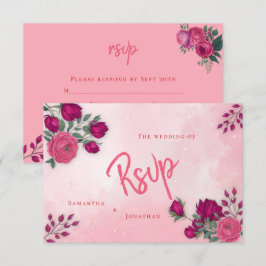 Tarjeta De Confirmación De Asistencia Tonos de Rosa Magenta Rosa Bodas Modernas