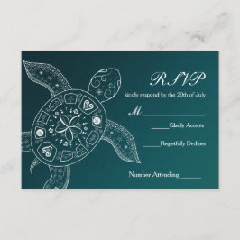 Tarjeta De Confirmación De Asistencia Tortuga Marina Hawaiana Bodas de Playa Blancas Azu