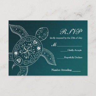 Tarjeta De Confirmación De Asistencia Tortuga Marina Hawaiana Bodas de Playa Blancas Azu