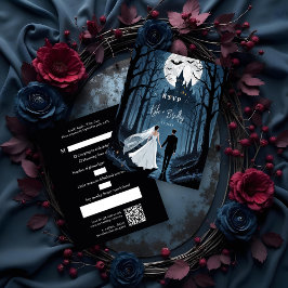 Tarjeta De Confirmación De Asistencia Toward Haunted Castle Wedding Couple Spooky Forest