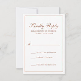 Tarjeta De Confirmación De Asistencia Tradicional Terracota Formal Elegante Boda