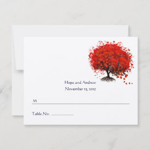 Tarjeta De Confirmación De Asistencia Transferencia de árbol de hojas del corazón rojo a
