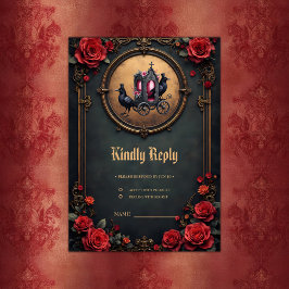 Tarjeta De Confirmación De Asistencia Transporte gótico con Ravens y Rosas