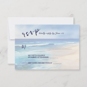 Tarjeta De Confirmación De Asistencia Trendy Beach Watercolor Ocean Boda