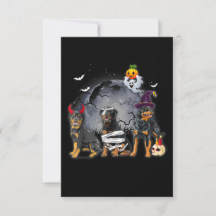 Tarjeta De Confirmación De Asistencia Tres Rottweilers Satan Witch Mummy Halloween Costo