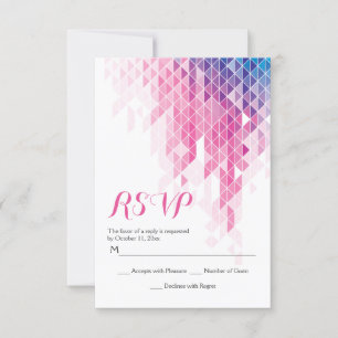 Tarjeta De Confirmación De Asistencia Triángulos geométricos rosados de boda moderna RSV
