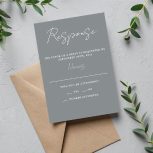 Tarjeta De Confirmación De Asistencia True Simplicity 3 Script Minimal Stone Wedding